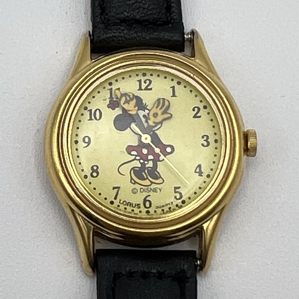 Vintage Disney Minnie Mouse Quartz Watch By Lorus V515-6080 Leather Band